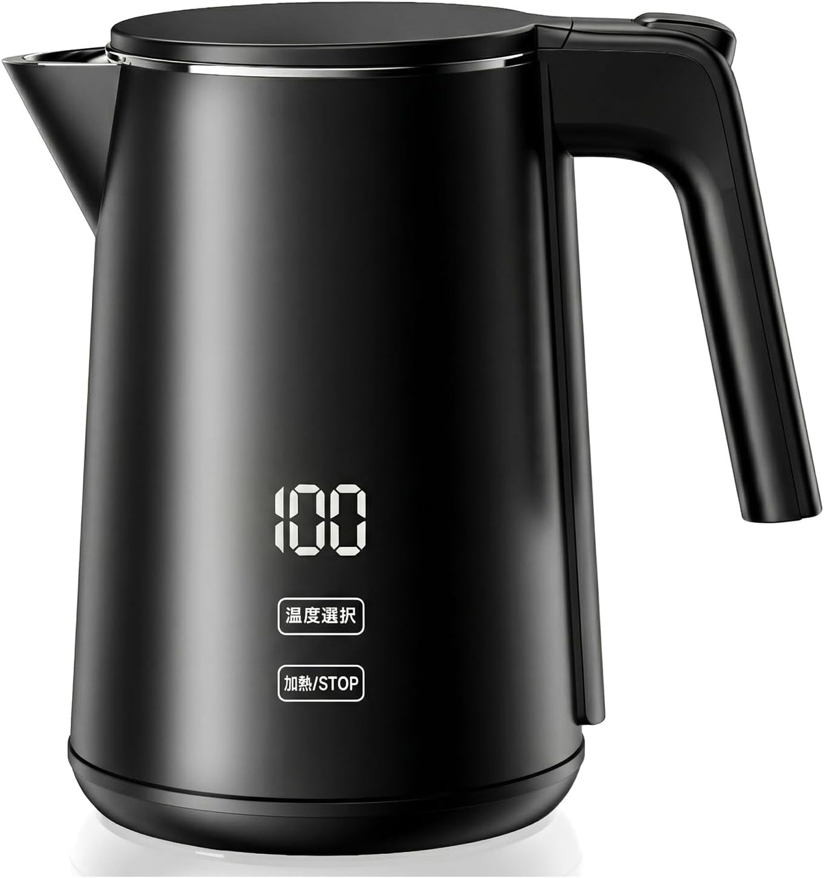 電気ケトル 1.0L【1000W急速沸騰・デジタル表示】7段階温度調節 4時間保温 二重構造で熱くない メモリー機能付 電気ポット