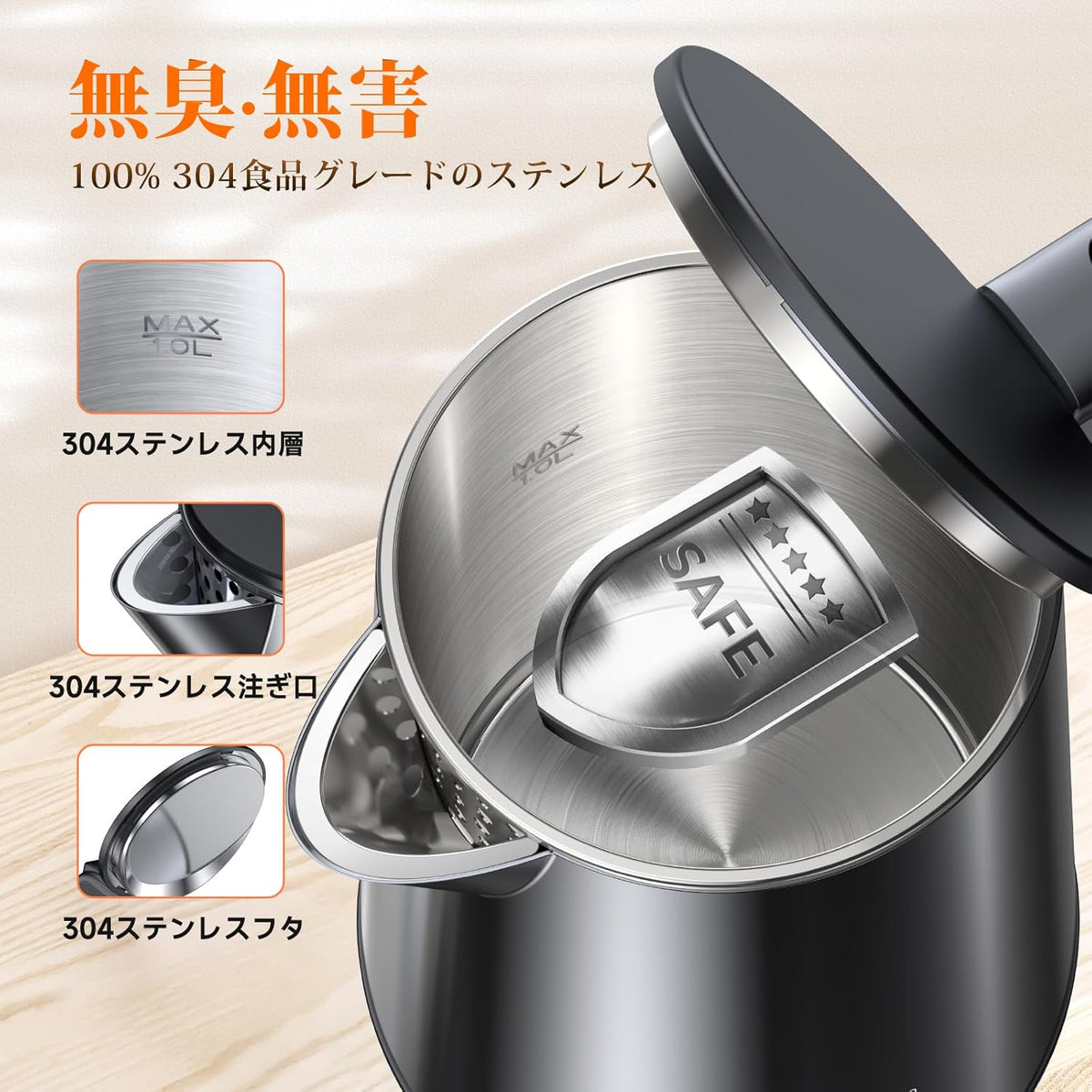 電気ケトル 1.0L【1000W急速沸騰・デジタル表示】7段階温度調節 4時間保温 二重構造で熱くない メモリー機能付 電気ポット
