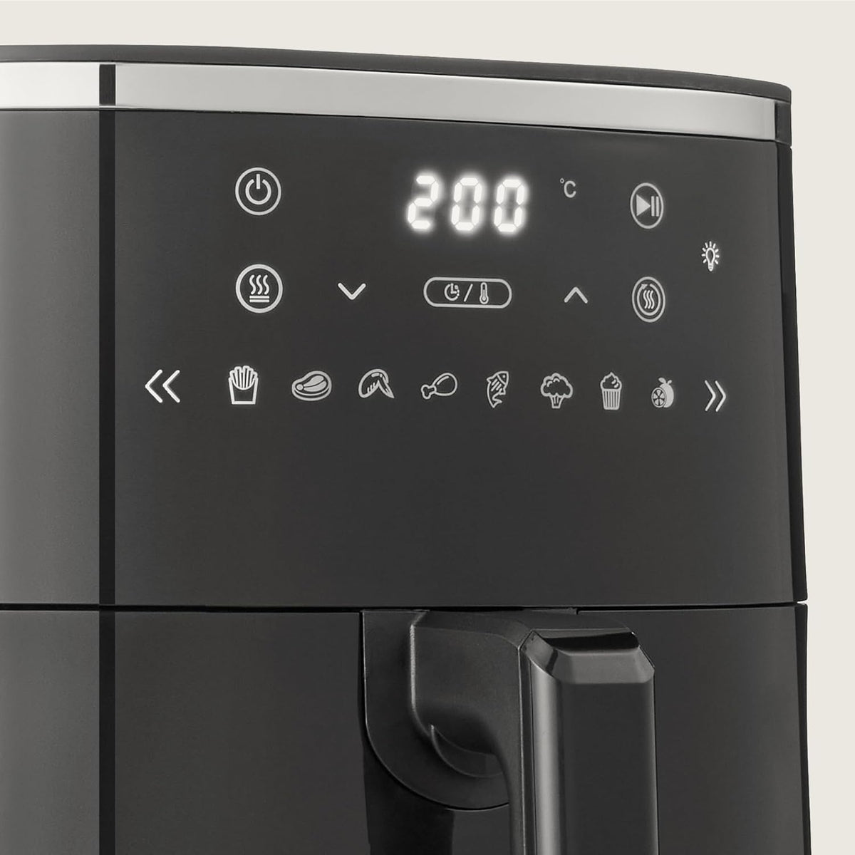 ベーシック ノンフライヤー 4.2L 見やすい窓付き 8種のプリセットメニュー 1200W ブラック